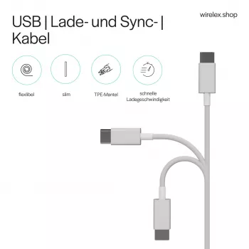 Cablu de încărcare și sincronizare Flexline USB-A la USB-C, 2.0, ABS, alb, 0,5 m (FL31-13040)