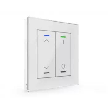 Buton de împingere din sticlă MDT BE-GTL2TW.C1 Light II cu 2 canale RGBW cu senzor de temperatură, alb, KNX