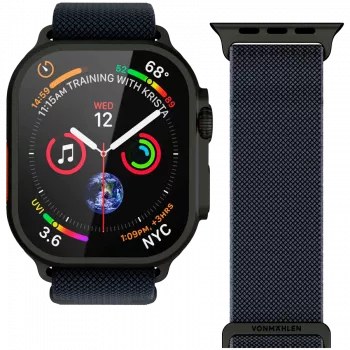 Curea VONMÄHLEN Classic Nylon Loop pentru Apple Watch 40/41/42 mm, mărime unică, bleumarin negru