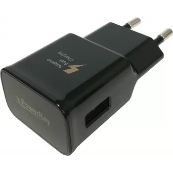 Încărcător de perete USB PowerRay PR-TA20EBE EU cu 2 pini, 5V/2A, negru, vrac