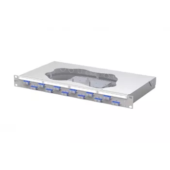Panou de patch cu splice pentru fibră optică METZ CONNECT OpDAT fix, 12x SC-Duplex OS2, 1U, gri deschis 150459E212-F