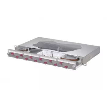 Panou de patch cu splice METZ CONNECT 12x LC-Duplex OM4, 1U, montaj în rack 19 inch, gri 1504677512-F