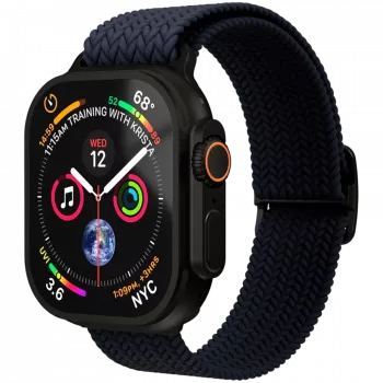 Curea țesută VONMÄHLEN pentru Apple Watch 44/45/46/49 mm, Navy Black