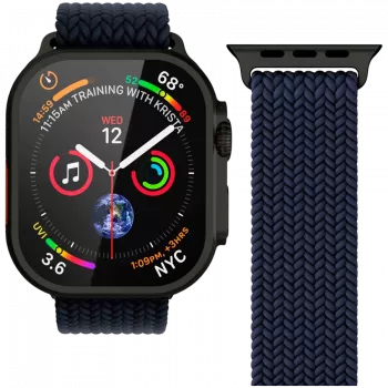 Curea țesută VONMÄHLEN pentru Apple Watch 44/45/46/49 mm, Navy Black