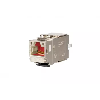 METZ CONNECT C6Amodul K 180° 25G Keystone Jack, Shielded, Cat.6A, 25 Gigabit Ethernet, Tool-free IDC, Zinc Die-cast, GHMT Certified 130B21-25-E
