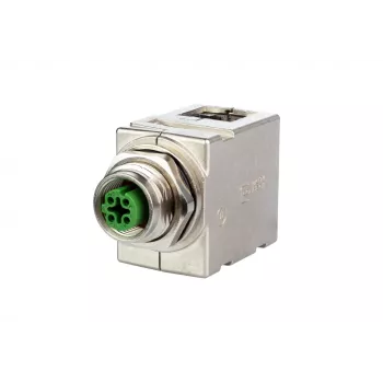 METZ MWN911A115 Conector M12 codificat A cu 4 poli pentru senzor/actuator, montaj în panou, tată la mamă, IP67