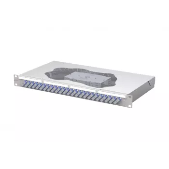 Patchpanel de fibră optică cu splice METZ CONNECT 24 porturi SC-Duplex OS2 monomod, 1U montaj în rack 19 inch, gri deschis 150459E224-E