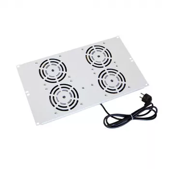 IT-BUDGET unitate de ventilatoare de acoperiș pentru dulapuri SRK - 4 ventilatoare active - 640 m³/h - termostat - întrerupător - gri deschis 90ITB19SRKXFAN4G