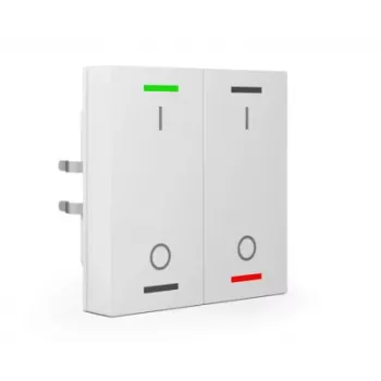 Senzor cu buton KNX MDT BE-TAL55T2.B1 2 circuite cu retroiluminare RGBW și senzor de temperatură, alb pur lucios
