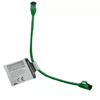 Cablu patch slim IT-BUDGET Cat.8.1, S/FTP, 40 Gbps, 2000 MHz, verde, 0,15 m 90ITBSLIM81PK015GR