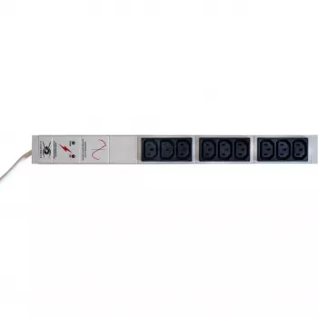 PDU rack Liebernetz cu 9 prize C13, cu protecție la supratensiune și filtru EMI/RFI, gri deschis 90LNSDL9C13NF