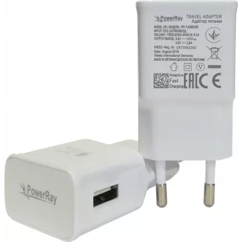 Încărcător PowerRay PR-TA20EWE, specificație UE cu 2 pini cu CE, 2000mAH, alb, vrac (PR-TA20EWE)