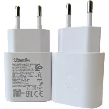 Încărcător de perete PowerRay PR-TA800EWE 18W USB-C PD, EU 2 pini, alb, bulk