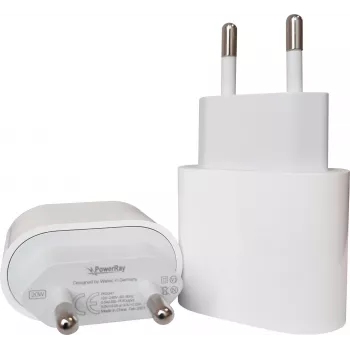 Încărcător de perete PowerRay PRMHJE3 20W USB-C PD, EU 2 pini, alb, blister