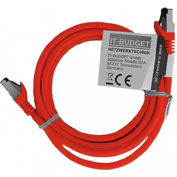 Cablu patch premium din cupru masiv IT-BUDGET - Flex AWG 26 - Cat.8.1 - 2000 MHz - fără halogen - PoE+ - 40Gbit - roșu - 2 m 90ITBFLEX81PK2R