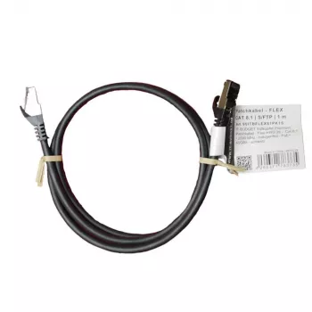 Cablu patch Cat.8.1 S/FTP IT-BUDGET, 1 m, negru, 40Gbps, 2000MHz, LSZH, PoE+ 90ITBFLEX81PK1S