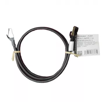Cablu patch Cat.8.1 S/FTP IT-BUDGET, 1 m, negru, 40Gbps, 2000MHz, LSZH, PoE+ 90ITBFLEX81PK1S