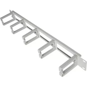 Panou de management al cablurilor IT-BUDGET 19 inch 1U cu 5 cleme din plastic pentru cabluri, 44x70 mm, gri deschis 90ITBKDFPOB1HEG
