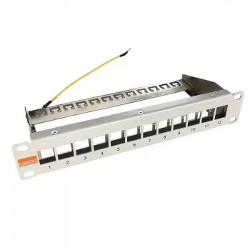 Patch panel gol IT-BUDGET 10 inch pentru module keystone - 12 porturi - ecranat - 1U - neechipat - gri (90ITB10MT12PG)