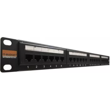 Patch panel 19 inch IT-BUDGET - 24 porturi - Cat.6 - 250MHz - neecranat - 1U - negru (90ITBPP6US)