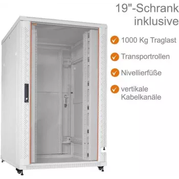 Rack de server IT-BUDGET 19 inch SRK 27U 800x1000 mm gri deschis ușă din sticlă/oțel flatpack 90ITB19SRK27810GGN