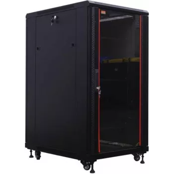 Rack de server 19 inch IT-BUDGET SRK - 27U - 800x1000 mm - ușă din sticlă/oțel - canale de cabluri - montat - negru 99ITB19SRK27810GSNM