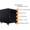 Dulap de server 19 inch IT-BUDGET SRK set complet - 12U - 600x1000 mm - ușă din sticlă/oțel masiv - 4 ventilatoare active - PDU - rafturi - flatpack - negru 90ITB19SRK12610GS