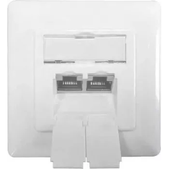 Priză de rețea IT-BUDGET 2x RJ45 mamă Cat.6A ecranată, alb luminos, montaj îngropat orizontal PoE+ 90ITBDDSW