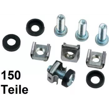 Kit de montare în rack IT-BUDGET cu piulițe cu colivie pentru șine perforate - M6 - 50 seturi complete - 150 piese 90ITB50BSM6