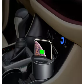 CYOO Cup Încărcător wireless 15W Qi stație de încărcare auto negru CY122326