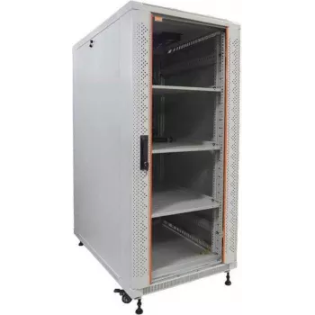 Set complet rack de server IT-BUDGET 19 inch SRK - 27U, 600x1000 mm, uși din sticlă/oțel, 4 ventilatoare active, PDU, rafturi, gri deschis 90ITB19SRK27610GG
