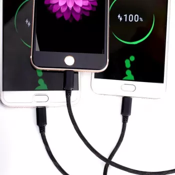 Cablu USB 3 în 1 de încărcare și date CYOO - Micro USB, USB-C, Lightning - negru