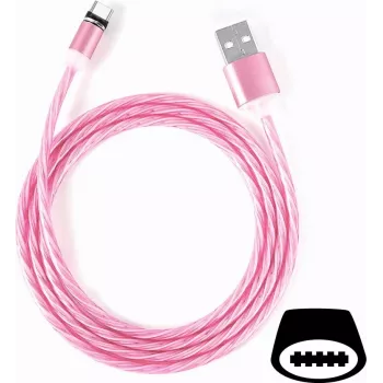 Cablu USB-C CYOO Flow Light 1 m roz cu efect LED luminos Flow CY120984