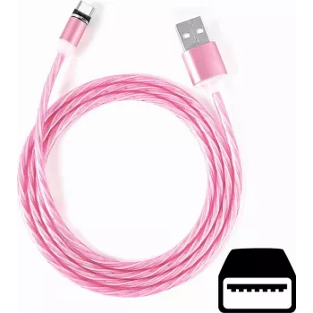 Cablu de încărcare Micro USB CYOO Flow Light 1 m roz cu efect de lumină curgătoare CY121350