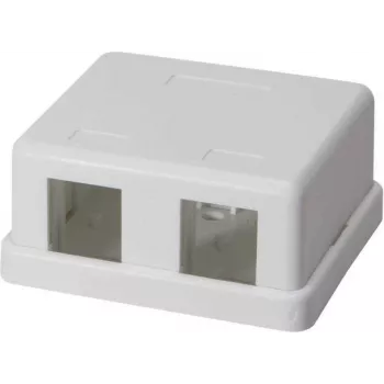 Carcasă de priză de date IT-BUDGET pentru montaj aparent pentru 2 module RJ45 Keystone - albă 90ITBAKPG2P