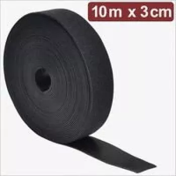 Bandă cu arici Quadrios 24CA308, 10 m x 3 cm, neagră, autoadezivă, tăiabilă, pentru legarea cablurilor