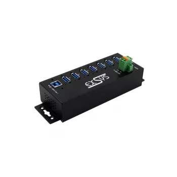 Hub industrial EXSYS USB 3.2 Gen1 cu 7 porturi, cu kit pentru șină DIN și protecție ESD 15kV (EX-1187HMVS-2)