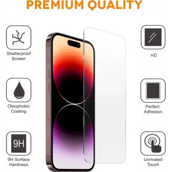 Folie de protecție ecran CYOO Pro pentru Apple iPhone 15 Plus - sticlă călită, duritate 9H, margini rotunjite 2,5D, adeziv pe toată suprafața, aplicare fără bule CY123297
