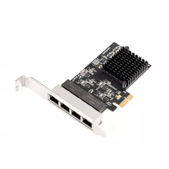 Placă de rețea EXSYS EX-6083 PCIe x4 Gigabit Ethernet cu 4 porturi Low Profile