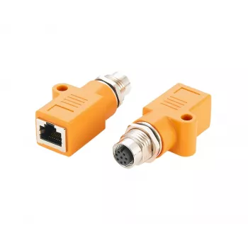 Adaptor EXSYS EX-49501 industrial M12 codat A cu 8 pini mamă la RJ45 mamă, Gigabit Ethernet, IP67