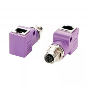 Adaptor Ethernet industrial EXSYS EX-49523 M12 D-Code cu 4 pini mamă la RJ45 mamă, 90°