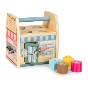 Jucărie de activitate Casă cu încuietori din lemn Gerardo's Toys pentru copii mici de la 18 luni