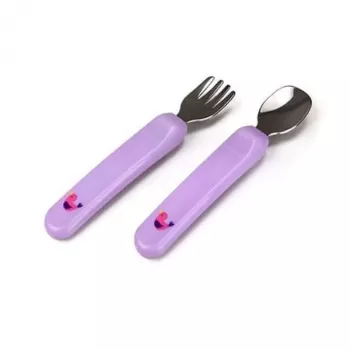 Set de tacâmuri pentru bebeluși Kidsme - lingură și furculiță, lavandă, 6m+