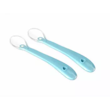 Linguri de hrănire pentru bebeluși Kidsme, pachet de 2, acvamarin, silicon alimentar, 4m+