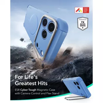 Husă ESR Cyber Tough Kickstand MagSafe pentru iPhone 17 Pro Max / 18 Pro Max, albastru deschis