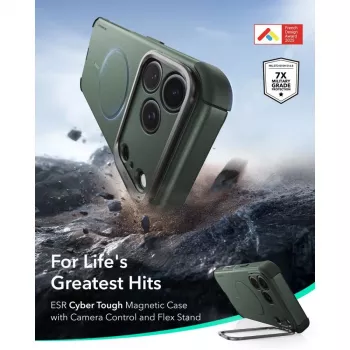 Husă ESR Cyber Tough Kickstand MagSafe pentru iPhone 17 Pro Max / 18 Pro Max, verde