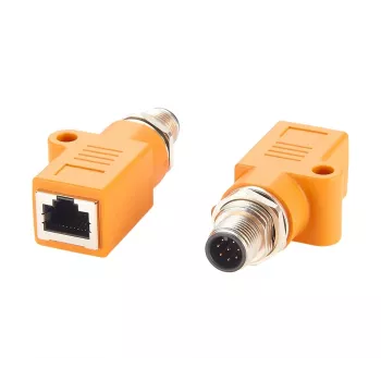 Adaptor ecranat M12 codificat A cu 8 pini tată la RJ45 mamă EXSYS, IP67, Gigabit, PoE EX-49500