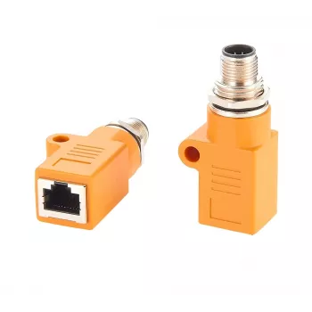 Adaptor ecranat M12 codificat A cu 8 pini tată la RJ45 mamă EXSYS, IP67, Gigabit, PoE EX-49500