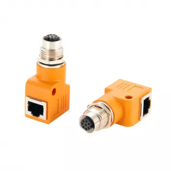 Adaptor M12 codificat A cu 8 pini mamă la RJ45 mamă 90° EXSYS EX-49503