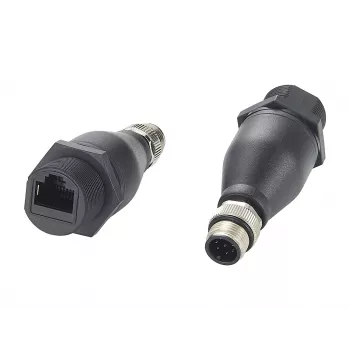 Adaptor Ethernet industrial M12 cod A cu 8 pini tată la RJ45 mamă EXSYS EX-49504, IP67